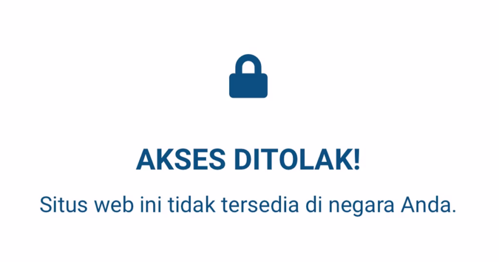Tampilan pesan error 'Akses Ditolak' ketika membuka situs 1xBet dari Indonesia akibat pemblokiran internet.