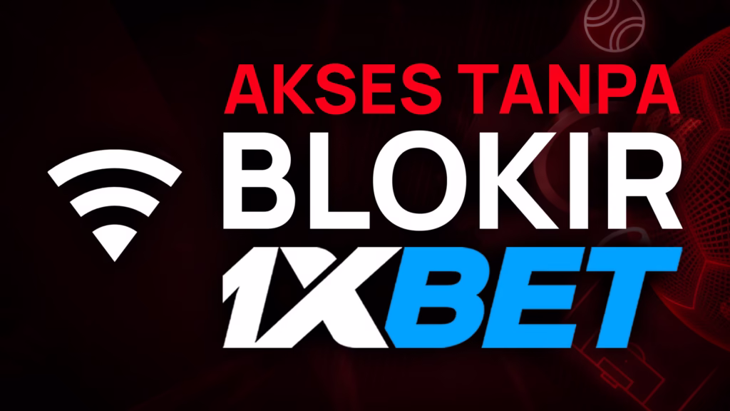 Thumbnail cara daftar 1xBet tanpa blokir, dengan ikon globe.